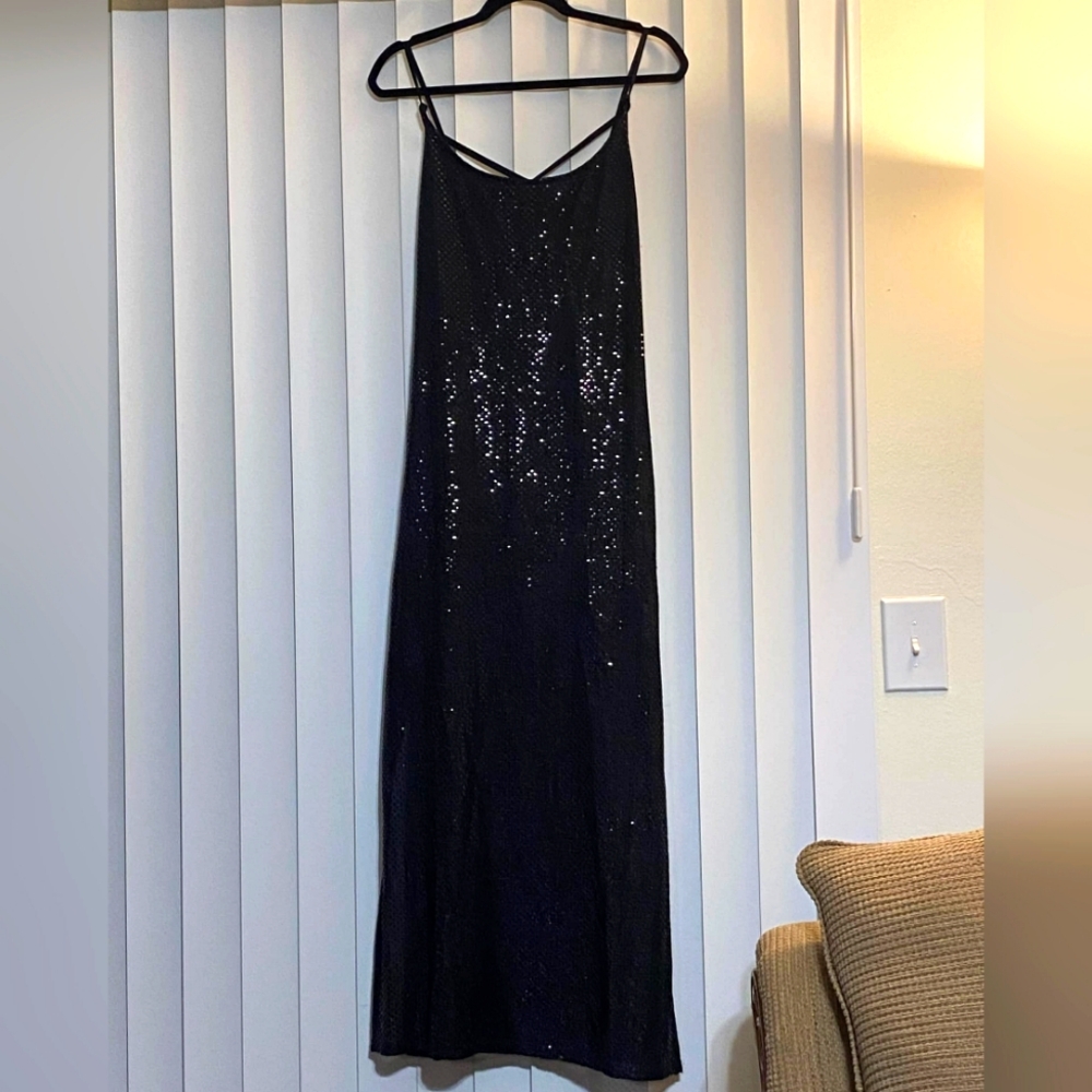 Minerva XL gown Sequins bling formal Maxi Dress black silver